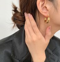 Simple Style Circle Titanium Steel Earrings Gold Plated Stainless Steel Earrings main image 6