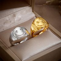 Simple Style Smiley Face Titanium Steel Open Ring Copper Rings main image 6
