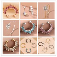 Cool Style C Shape Water Droplets Alloy Inlay Zircon Nose Ring main image 1