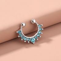 Cool Style C Shape Water Droplets Alloy Inlay Zircon Nose Ring main image 6