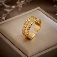 Simple Style Solid Color Titanium Steel Open Ring Copper Rings main image 2