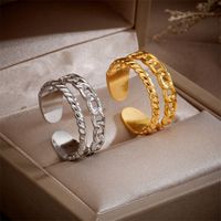 Simple Style Solid Color Titanium Steel Open Ring Copper Rings main image 1
