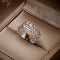 Simple Style Solid Color Titanium Steel Open Ring Copper Rings main image 5