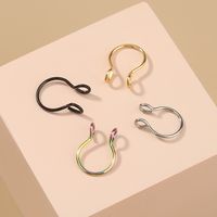 Cool Style C Shape Water Droplets Alloy Inlay Zircon Nose Ring main image 9