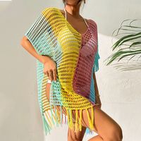 Großhandel Regenbogenfarben Streifen Hohle Bikini Bluse Nihaojewelry sku image 10
