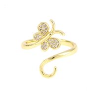 Fashion Butterfly Copper Open Ring Gold Plated Zircon Copper Rings main image 2