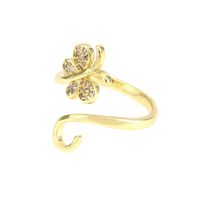 Fashion Butterfly Copper Open Ring Gold Plated Zircon Copper Rings main image 3