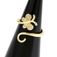Fashion Butterfly Copper Open Ring Gold Plated Zircon Copper Rings main image 1