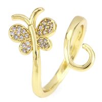 Fashion Butterfly Copper Open Ring Gold Plated Zircon Copper Rings main image 6