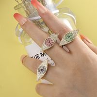 Simple Style Eye Copper Open Ring Gold Plated Zircon Copper Rings main image 2