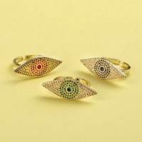 Simple Style Eye Copper Open Ring Gold Plated Zircon Copper Rings main image 1