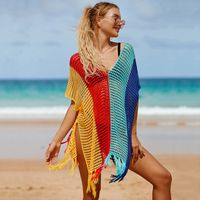 Großhandel Regenbogenfarben Streifen Hohle Bikini Bluse Nihaojewelry sku image 15