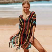 Großhandel Regenbogenfarben Streifen Hohle Bikini Bluse Nihaojewelry sku image 13