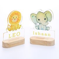 Neue Kreative Kinder Exklusive Namen Cartoon Anime Holz Licht Ornamente Löwen Elefant Transparente Farbdruck Ornamente main image 2