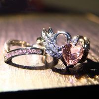 Retro Fashion Heart Shape Crown Alloy Inlay Zircon Rings main image 3