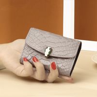 Women's All Seasons Leather Solid Color Fashion Square Buckle Card Holder sku image 12
