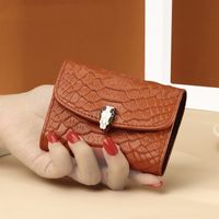 Women's All Seasons Leather Solid Color Fashion Square Buckle Card Holder sku image 9