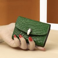 Women's All Seasons Leather Solid Color Fashion Square Buckle Card Holder sku image 7