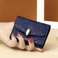 Women's All Seasons Leather Solid Color Fashion Square Buckle Card Holder sku image 5