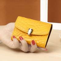Women's All Seasons Leather Solid Color Fashion Square Buckle Card Holder sku image 4