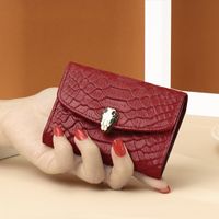 Women's All Seasons Leather Solid Color Fashion Square Buckle Card Holder sku image 3