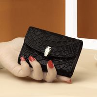 Women's All Seasons Leather Solid Color Fashion Square Buckle Card Holder sku image 2