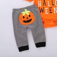 Halloween Fashion Pumpkin Letter Stripe Cotton Boys Clothing Sets main image 2
