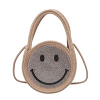 Women's Small Straw Geometric Smiley Face Cute Round Open Crossbody Bag sku image 3