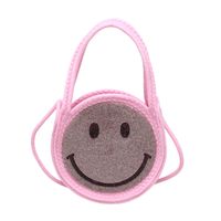 Women's Small Straw Geometric Smiley Face Cute Round Open Crossbody Bag sku image 6