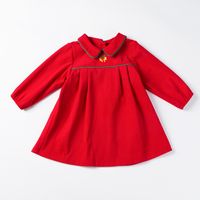 Cute Solid Color Flower Cotton Girls Dresses main image 2