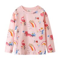 Fashion Cartoon Rainbow Flamingo Cotton T-shirts & Blouses main image 1