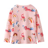 Fashion Cartoon Rainbow Flamingo Cotton T-shirts & Blouses main image 3