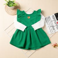 Fashion Solid Color Flower Cotton Polyester Girls Dresses main image 2