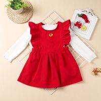 Fashion Solid Color Flower Cotton Polyester Girls Dresses sku image 17