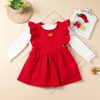 Mode Einfarbig Blume Baumwolle Polyester Mädchen Kleider sku image 15