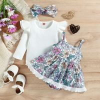 Cute Flower Cotton Polyester Girls Clothing Sets main image 4
