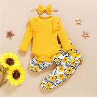 Fashion Flower Bowknot Cotton Polyester Girls Clothing Sets main image 5