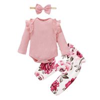 Fashion Flower Bowknot Cotton Polyester Girls Clothing Sets main image 4