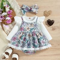 Cute Flower Cotton Polyester Girls Clothing Sets main image 1