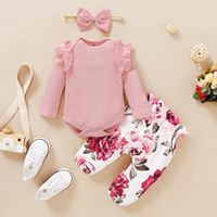 Fashion Flower Bowknot Cotton Polyester Girls Clothing Sets sku image 7