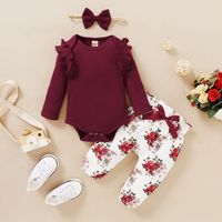 Fashion Flower Bowknot Cotton Polyester Girls Clothing Sets sku image 10