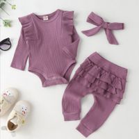 Fashion Solid Color Cotton Polyester Girls Clothing Sets main image 5