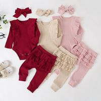 Fashion Solid Color Cotton Polyester Girls Clothing Sets main image 6