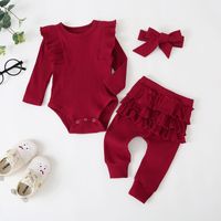 Fashion Solid Color Cotton Polyester Girls Clothing Sets main image 2