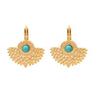 Fashion Sector Stainless Steel Drop Earrings Plating Inlay Turquoise Stainless Steel Earrings 1 Pair main image 5