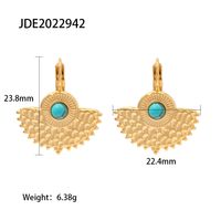 Fashion Sector Stainless Steel Drop Earrings Plating Inlay Turquoise Stainless Steel Earrings 1 Pair sku image 1