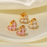 Sweet Heart Shape Stainless Steel Ear Studs Plating Inlay Zircon Stainless Steel Earrings 1 Pair main image 6