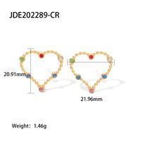 Sweet Heart Shape Stainless Steel Ear Studs Plating Inlay Zircon Stainless Steel Earrings 1 Pair sku image 1