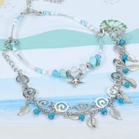 Fashion Starfish Alloy Beaded Plating Unisex Anklet 2 Piece Set main image 5