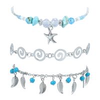 Fashion Starfish Alloy Beaded Plating Unisex Anklet 2 Piece Set main image 2